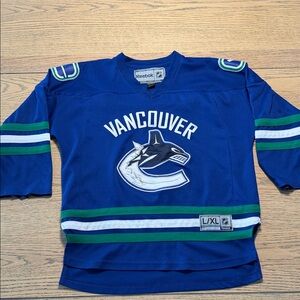 Reebok Vancouver Canucks Blue, Green & White Hockey Jersey